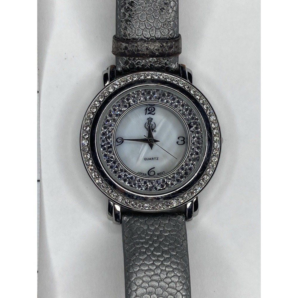 PREMIER DESIGN Silver Tone,Floating Crystals Wristwatch (TESTED Needs Battery)